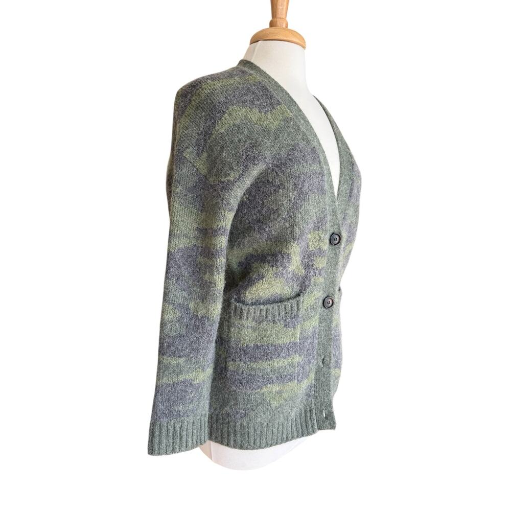 Rails Runi Cardigan Small Green Camo Wool Alpaca Blend Quiet Luxury Cozy NWOT